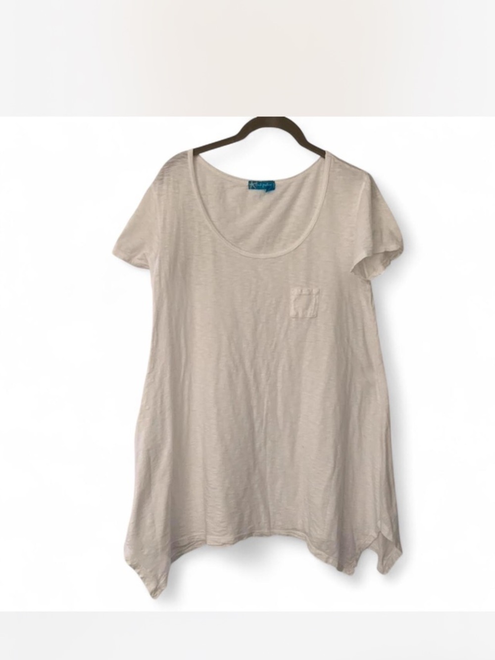 Coastal Cowgirl Beachy fresh produce ivory Scoop Neck Short Sleeve Tunic size L